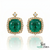 Cushion Cut Natural Emerald Halo Stud Earrings in 14K Gold Green Gemstone Gift for her
