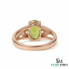 Oval Peridot Ring with Diamond Leaf Accents - Promise ring