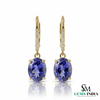 Oval Tanzanite Drop Earrings with Diamond Hoop