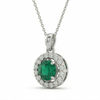 Timeless Round Emerald & Diamond Halo Pendant - Fine emerald jewelry for women