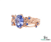 Oval Cut and Round Spiral Tanzanite Ring – Nature-Inspired Ring