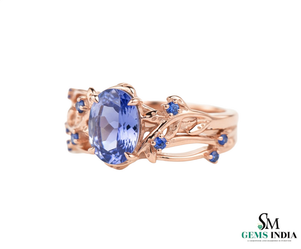 Oval Cut and Round Spiral Tanzanite Ring – Nature-Inspired Ring