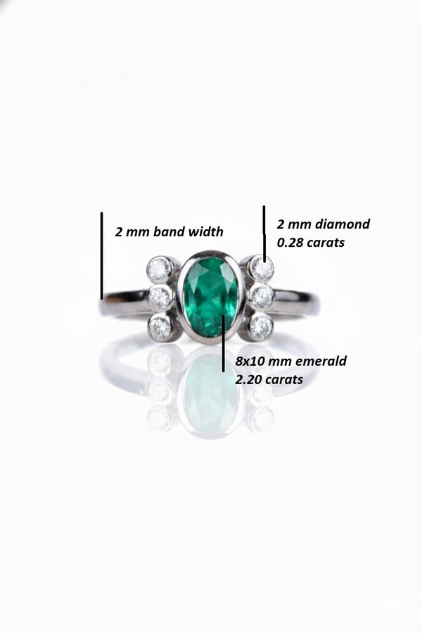 2.20 carat Oval Shape natural emerald and diamond ring in 14k solid gold Anniversary Gift