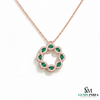 Timeless Oval Emerald & Diamond Circle Pendant – Fine Gold Jewelry