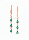 1.30 carat Pear Zambian Emerald Diamond Dangle Earrings 14k Gold Gift
