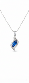 Elegant Marquise Blue Sapphire Diamond Swirl Pendant - Minimalist Jewelry Gift