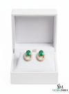 Oval Cut Emerald Diamond Drop Earrings – Timeless Emerald Halo Earrings