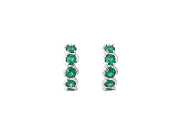 0.70 carat Natural Emerald Row Hoop Earrings Dainty Everyday Hoops