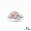 Modern Oval Morganite Ring with Diamond Curved Accents - October birthstone ring
