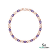 Natural Tanzanite and Diamond Link Bracelet Fine Gold Jewelry