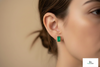 1.50 carat Emerald Cut Natural Emerald Green Stud Earrings Gold Minimalist Style