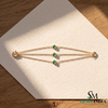 Fine Emerald Bezel Set Bracelet in 14K Gold – Elegant Triple Chain Station Bracelet for Women