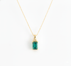 2.20 carat Emerald-Cut Natural Emerald Pendant Necklace in 14K Gold with Diamond Accents