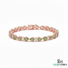 Green Heart Cut Gemstone & Diamond Gold Tennis Bracelet - Heart Jewelry