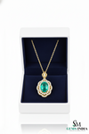 Natural Oval Emerald Diamond Halo Pendant - Fine Emerald Jewelry for Women