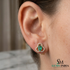 Elegant Oval Emerald and Diamond Clover Stud Earrings – Fine Gold Jewelry