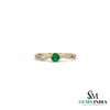 Vintage Inspired Round Emerald Diamond Ring - Promise Ring For Her