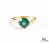 Cushion Cut Emerald Engagement Ring in Solid Gold – Minimalist Solitaire Ring