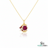 Round Cut Natural Ruby & Diamond Crescent Moon Pendant