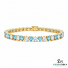 Pear Shaped Aquamarine & Diamond Tennis Bracelet - Luxury Fine Jewelry