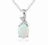 Oval Opal Diamond Halo Pendant - Elegant Gold Jewelry