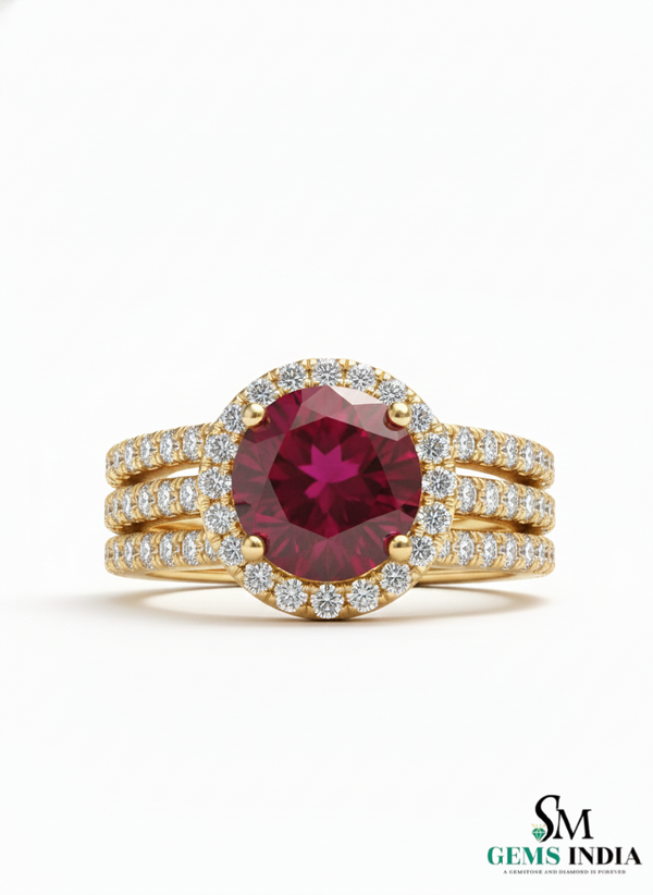 Natürlicher Rubin- und Diamant-Eulenring aus massivem 18-karätigem Gold, eleganter Eulenform-Ring