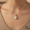 Natural Oval Opal Pendant with Diamond Halo Pendant for Women