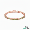 Elegant Emerald Cut Green Gemstone & Diamond Tennis Bracelet