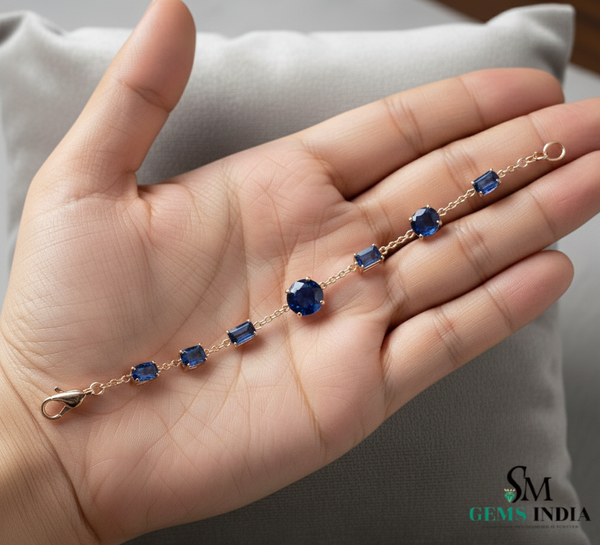 Premium Blue Sapphire Bracelet for Women - Gemstone Jewelry Gift