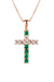 Elegant Natural Emerald Cross Pendant Necklace in 14K Gold Unique Pendant for her