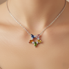 Multicolor Pear Gemstone Pendant Multicolor Flower Charm Gemstone Jewelry