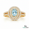Oval Cut Aquamarine Diamond Ring with Split Shank - Promise Ring