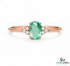 Natural Oval Emerald Engagement Ring with Diamond Accents – 14K Gold