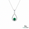 Emerald Teardrop Halo Pendant in 14k Gold emerald jewelry for women