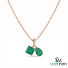 Square Cut & Pear Shape Emerald Pendant Necklace in 14K Gold - Elegant Fine Jewelry