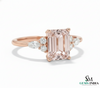 Emerald Cut Morganite & Diamond Engagement Ring in 14k and 18k Gold