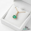 Emerald Cut Green Emerald Pendant with Double Round Diamond Accent