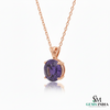 Natural Round Amethyst Gold Solitaire Pendant - February Birthstone