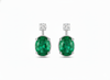 2.50 carat Oval shape Natural Emerald and Diamond Stud Earrings in 14k Gold