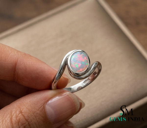 Oval Opal Bypass Ring – Modern Opal Engagement Ring
