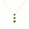 Triple Heart Design Round Natural Emerald Pendant in 14k Gold Romantic May Birthstone Gift