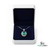 Emerald Cut Emerald Diamond Vintage Style Halo Pendant