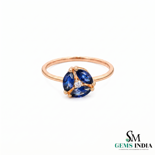 Vintage-Inspired Marquise Blue Sapphire & Diamond Cluster Ring- Minimalist Jewelry Gift
