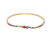 14K Gold Natural Rainbow Sapphire 4.20 carat Tennis Bracelet Round Cut Gemstones