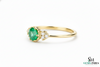 Round Natural Emerald Halo Ring with Diamond Accents – Fine Gold Jewelry