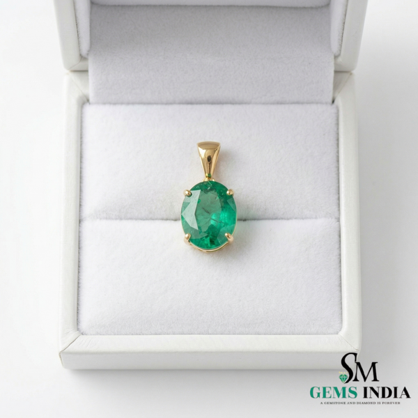 Oval Cut Emerald Pendant in 14k Gold – Classic Solitaire Design