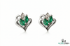 Marquise Emerald Heart Shaped Gold Stud Earrings