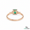 Round Cut Green Emerald Ring with Side Baguette Diamonds – Minimalist Fine Jewelry