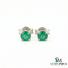 Round Cut Emerald Stud Earrings in 14K Gold Minimal - Fine Jewelry Gift for Women