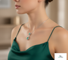 4 carat Double Pear Emerald and Diamond Halo Pendant in 14K Gold Gift for her